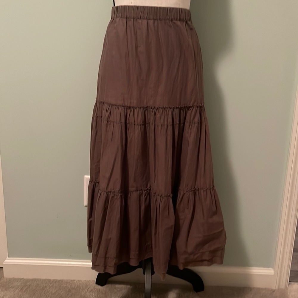 Club Monaco Army Green Tiered Midi Shirt